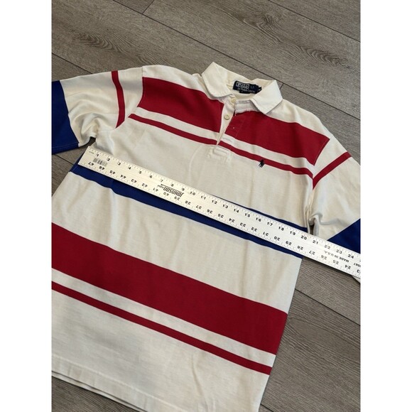 Vintage Ralph Lauren Polo Rugby Long Sleeve Stripe Mens Medium Made In USA - Picture 4 of 9